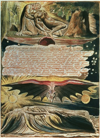 Jerusalén La Emanación del Gigante Albion: Y Uno se Levantó, de arriba a abajo, Los sostenido por Cristo; El entierro de Albion en el Sepulcro, 1804 de William Blake